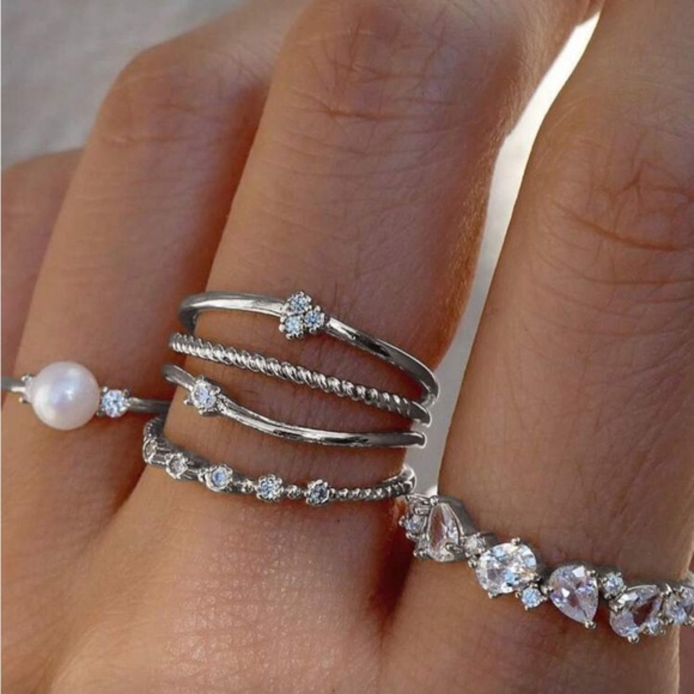 Silver stacked rings